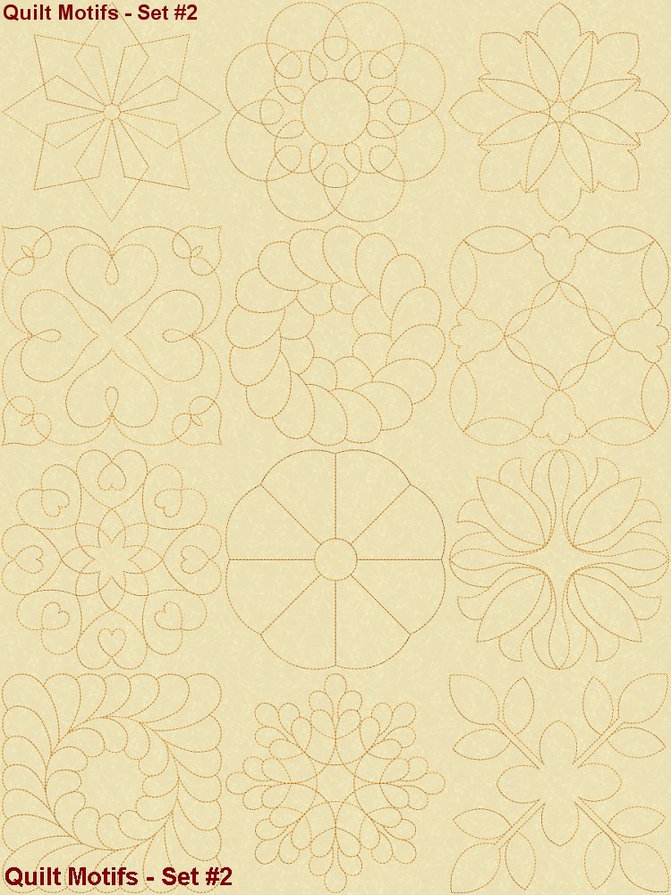  Continuous line quilting motifs machine embroidery designs