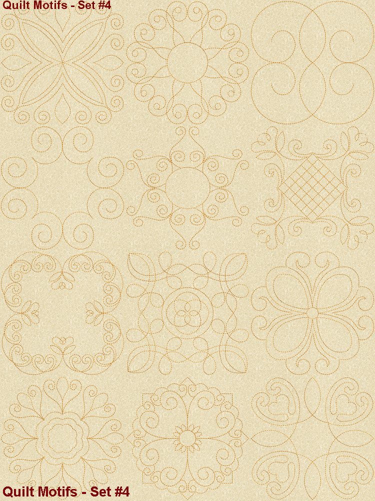  Continuous line quilting motifs machine embroidery designs